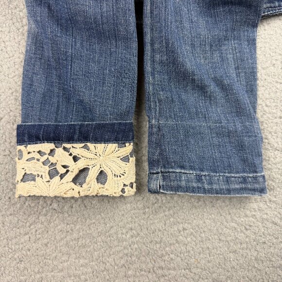 Guess Jacket Womens Extra Small XS Blue Sveva Denim Jean Lace Trim Distressed - Picture 6 of 11